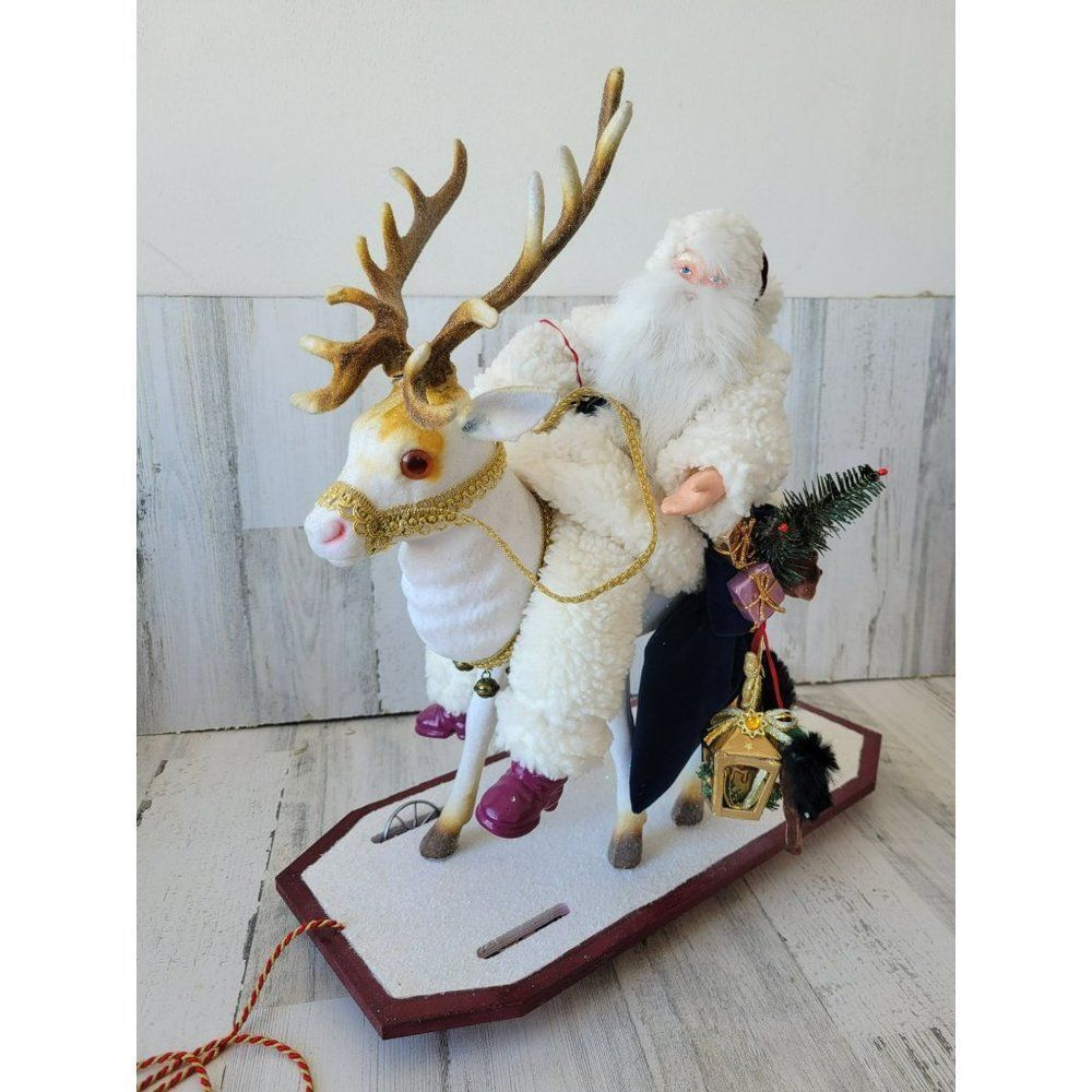 Radko ino Schaller paper mache rare reindeer Santa vintage as is Xmas decor‎